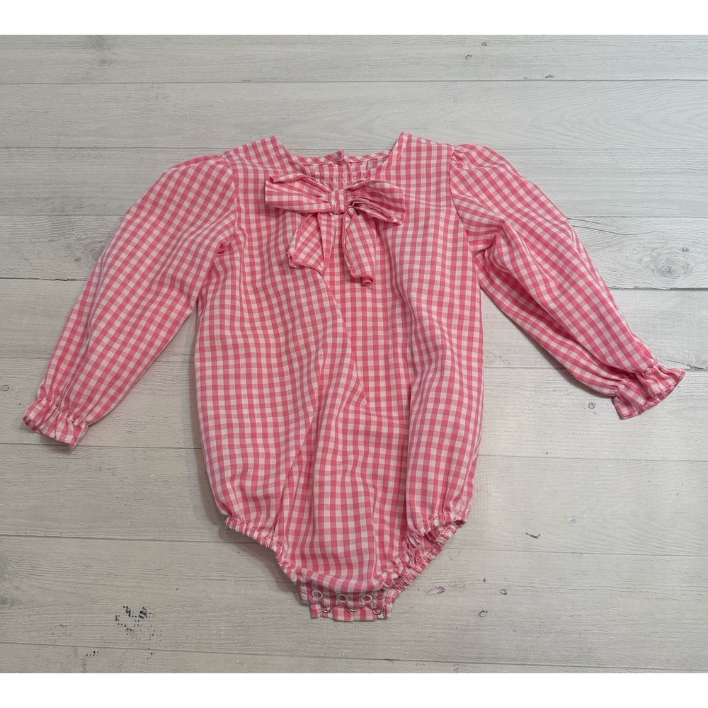 The Beaufort Bonnet Compant‎ pink gingham long sleeve bodysuit 2T